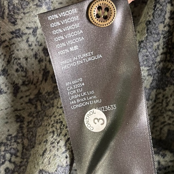 Anthropologie Rachel Tunic Dress Women Small Green Black Snakeskin Print Shift - Picture 12 of 16